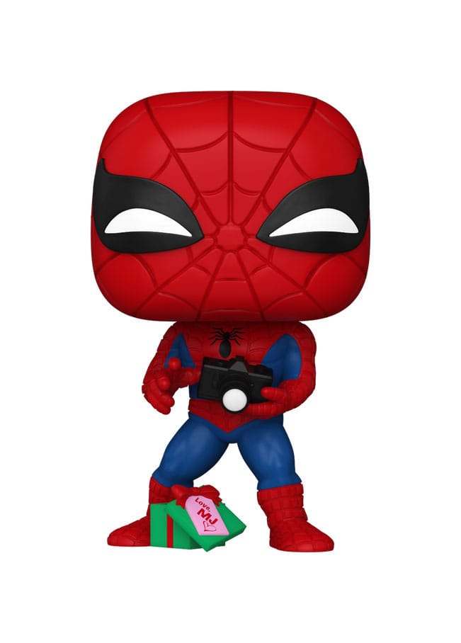 Marvel POP! Vinyl Figur Holiday Spiderman w/Open gift 9 cm